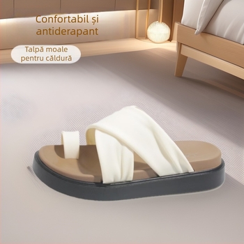 Sandale pentru femei cu talpă groasă, curele încrucișate, PVC pe exterior și talpă, anti-derapante, model cu dungi