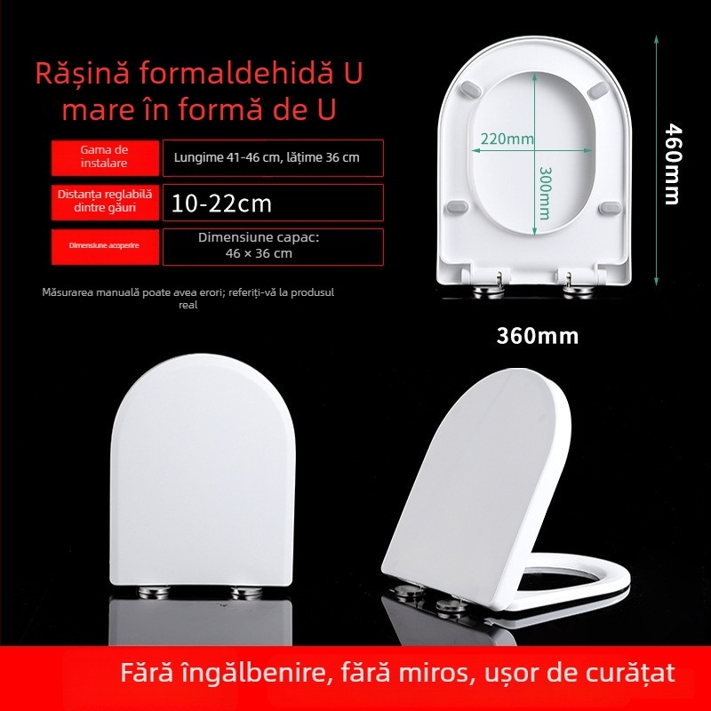 Capac de toaletă inteligent încălzit cu încălzire instantanee și încălzire a inelului, din PP, distanța dintre găuri 14, montaj ușor, design universal.