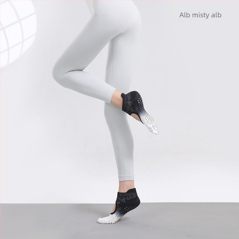Șosete de yoga cu anti-derapare, absorbante de transpirație, cu cinci degete separate, șosete de dans fără călcâi, bumbac