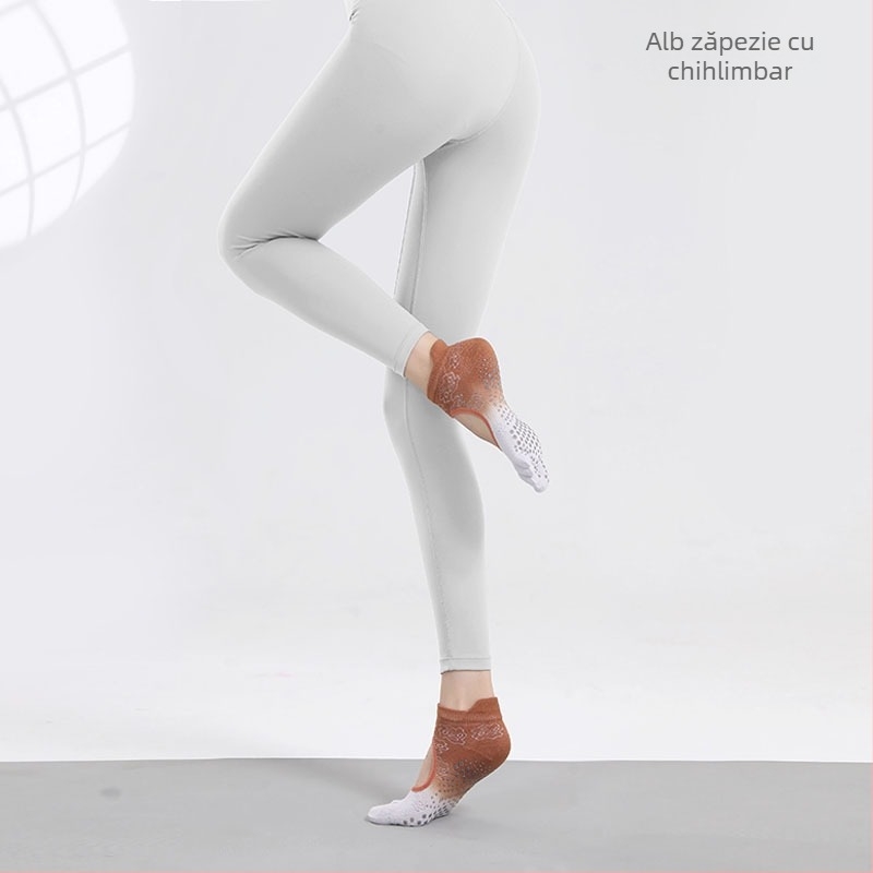 Șosete de yoga cu anti-derapare, absorbante de transpirație, cu cinci degete separate, șosete de dans fără călcâi, bumbac