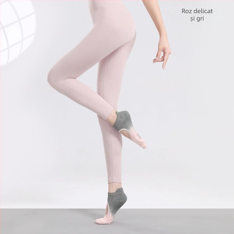 Șosete de yoga cu anti-derapare, absorbante de transpirație, cu cinci degete separate, șosete de dans fără călcâi, bumbac
