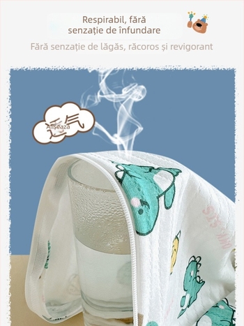 Salopetă de somn pentru copii din bumbac pur, exterior din bumbac peste 95%, căptușeală și umplutură din bumbac, siguranță clasă A, potrivită pentru primăvară și toamnă, copii 3–8 ani.