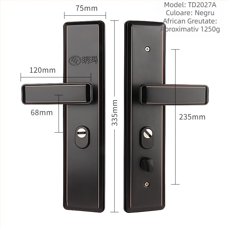 Încuietoare de ușă tip mortise pentru intrare, mâner din oțel inoxidabil, cilindru din cupru clasă C, set de trei piese, cu cheie