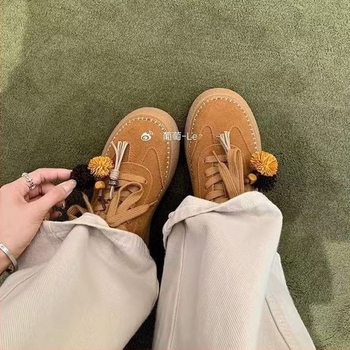 Pantofi sport casual pentru femei cu șireturi, din nubuk de vită, stil zilnic (profil scăzut, talpă din cauciuc, rezistenți la uzură)