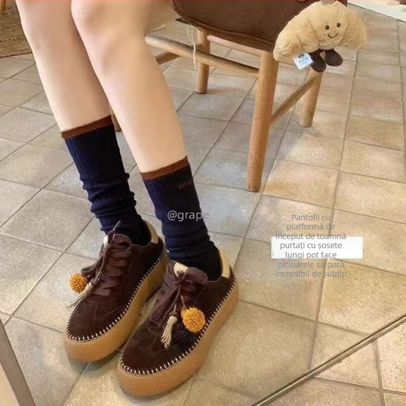 Pantofi sport casual pentru femei cu șireturi, din nubuk de vită, stil zilnic (profil scăzut, talpă din cauciuc, rezistenți la uzură)