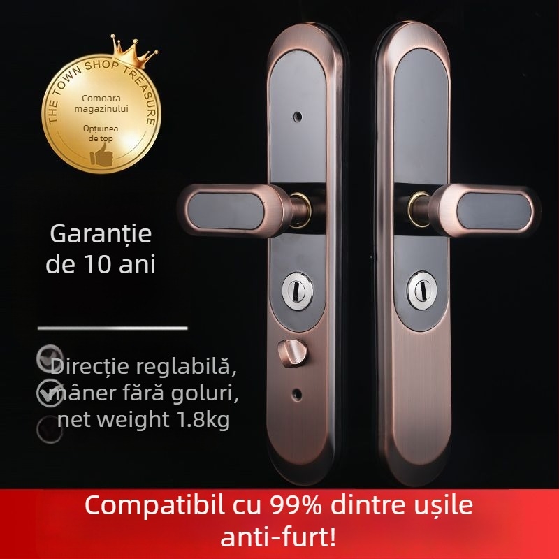 Mâner de ușă din oțel inoxidabil cu încuietoare anti-furt, panou universal