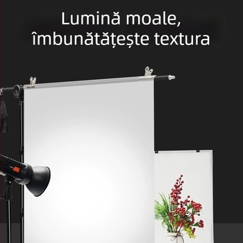 Fundal de studio din pânză, cu ecran de lumină moale, rezistent la cute și suport, material: hârtie cu acid sulfuric