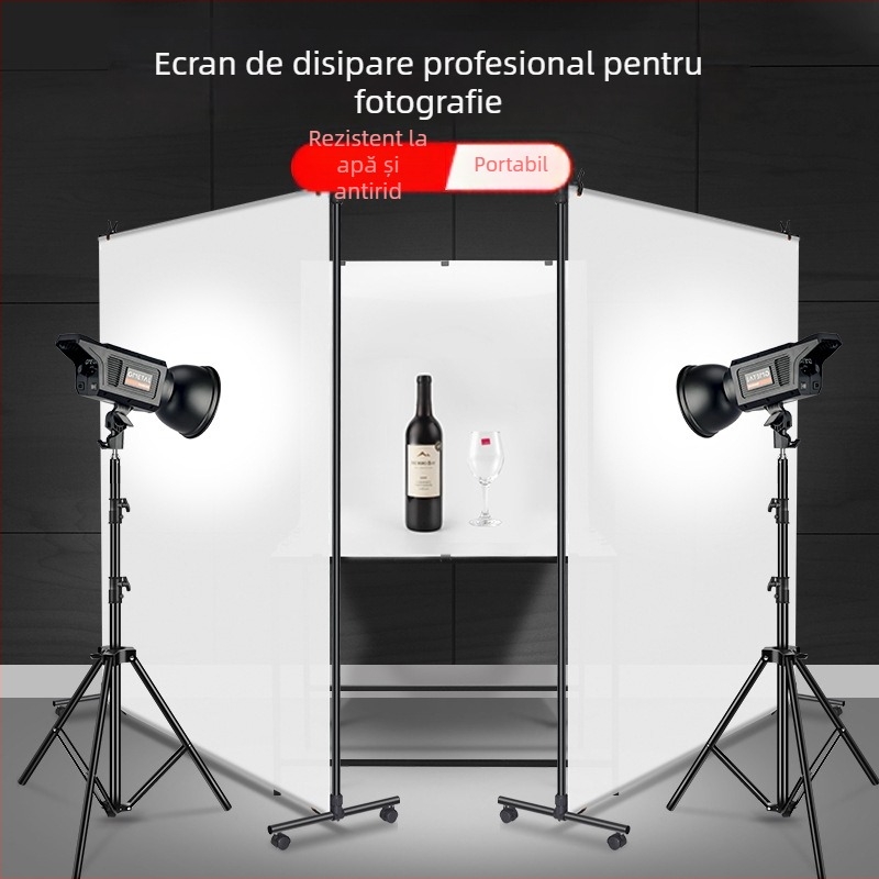 Fundal de studio din pânză, cu ecran de lumină moale, rezistent la cute și suport, material: hârtie cu acid sulfuric