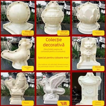 Moldă decorativă din ciment — Coloană romană europeană, porumbel, lei masculi și femele, glob pentru balustrada balconului