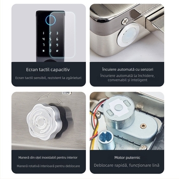 Încuietoare inteligentă exterior pentru ușă cu amprentă și deblocare dublă (Model: T20; Capacitate stocare amprente: 100; Timp scanare: <1 s; Rată recunoaștere falsă: <0.001%; Temperatură de operare: -20…70°C)