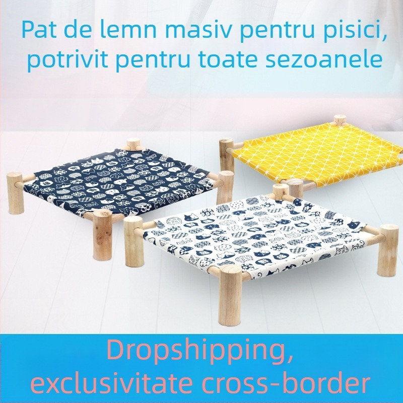 Cuib din lemn pentru animale de companie – pat pentru pisici și câini, toate anotimpurile, demontabil și lavabil