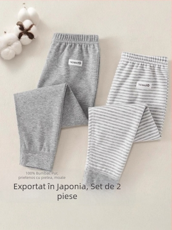 Pantaloni lungi de bumbac pentru copii, toamnă-iarna, 100% bumbac, talie medie, vârstă 3–8 ani