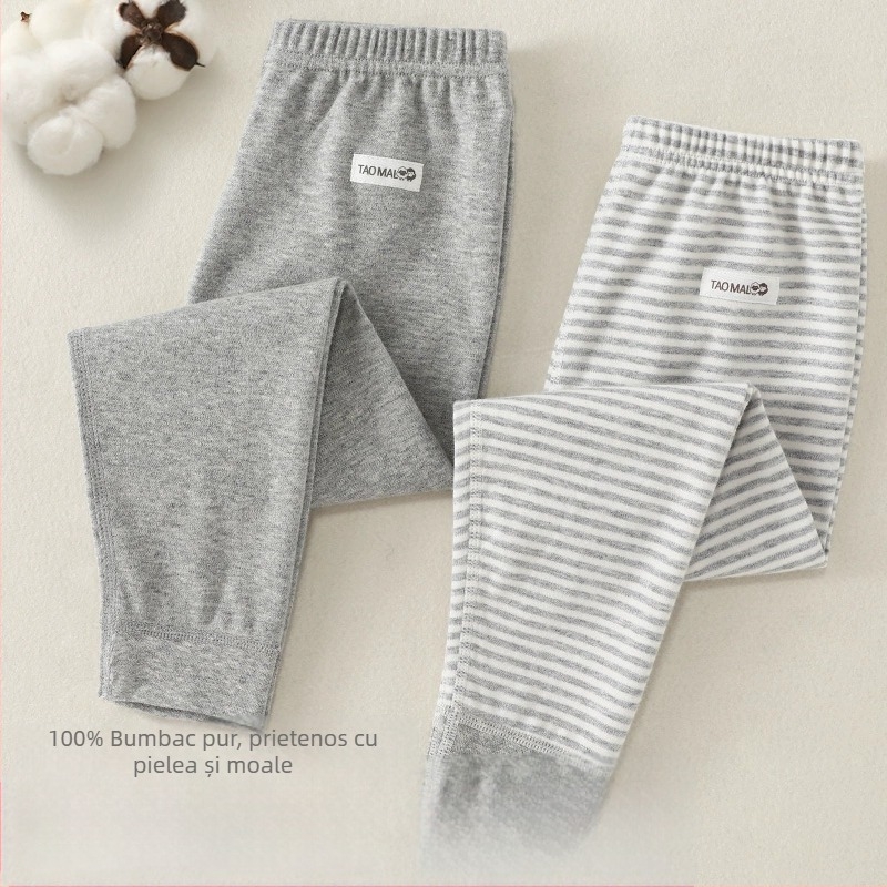 Pantaloni lungi de bumbac pentru copii, toamnă-iarna, 100% bumbac, talie medie, vârstă 3–8 ani
