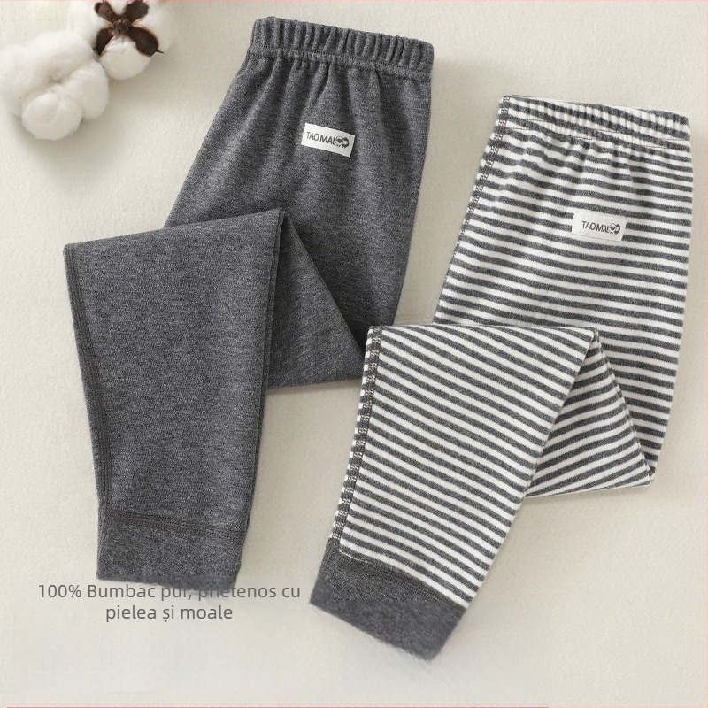 Pantaloni lungi de bumbac pentru copii, toamnă-iarna, 100% bumbac, talie medie, vârstă 3–8 ani