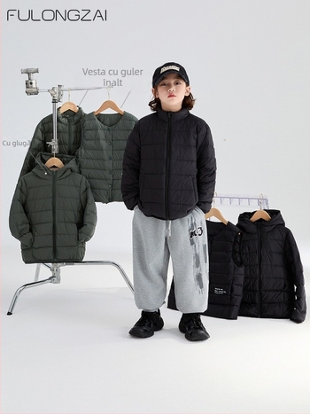 Jachetă pentru copii, unisex, stil coreean, umplutură din puf de rață alb, pentru iarnă, pentru copii de peste 8 ani (peste 140 cm)