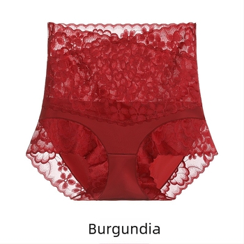 Chiloți din dantelă cu talie înaltă, respirabili, căptușeală din mătase Mulberry în zona intimă