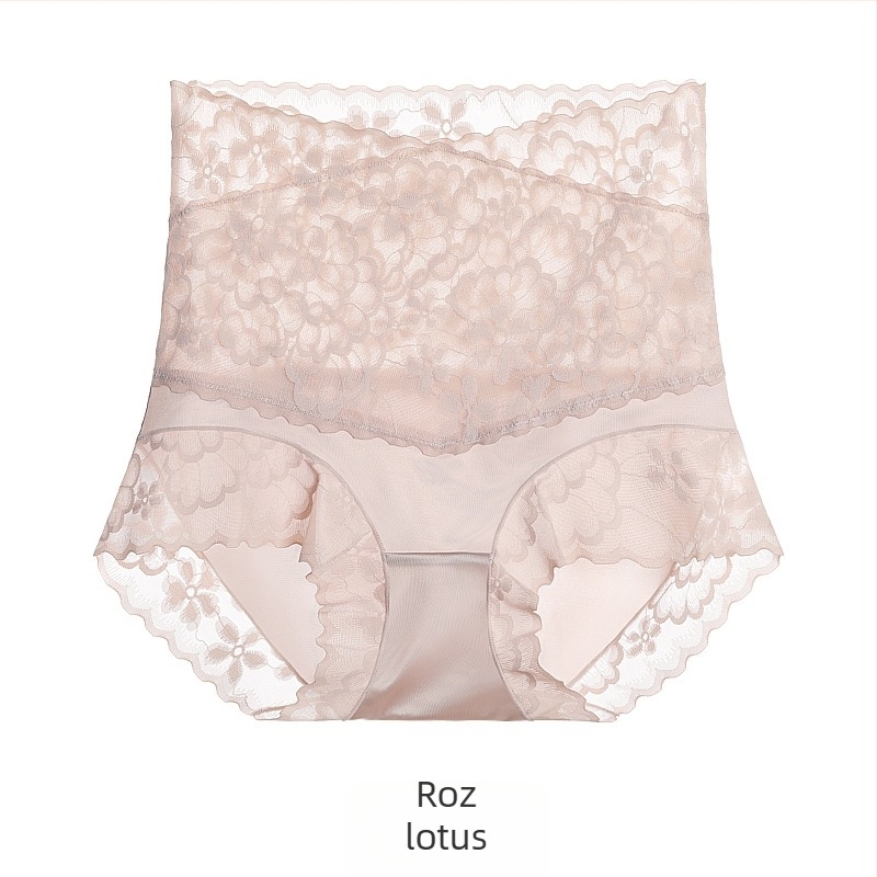 Chiloți din dantelă cu talie înaltă, respirabili, căptușeală din mătase Mulberry în zona intimă