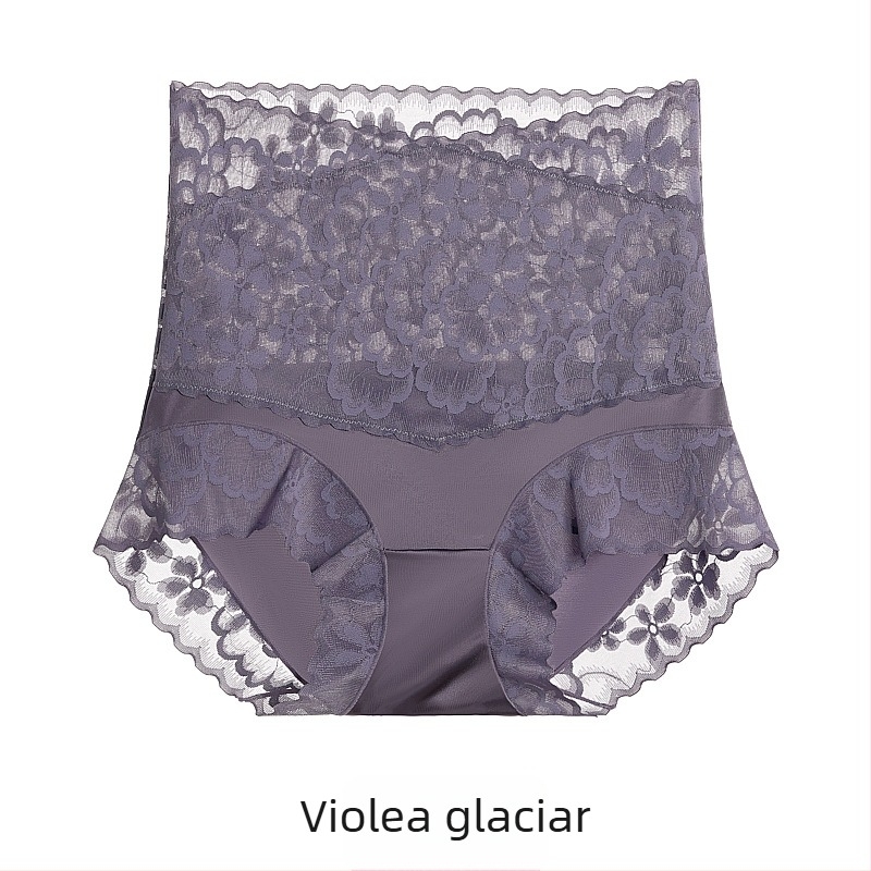 Chiloți din dantelă cu talie înaltă, respirabili, căptușeală din mătase Mulberry în zona intimă