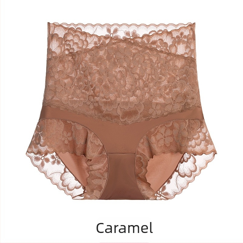 Chiloți din dantelă cu talie înaltă, respirabili, căptușeală din mătase Mulberry în zona intimă