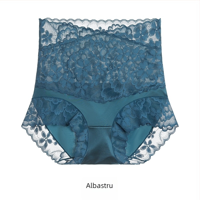 Chiloți din dantelă cu talie înaltă, respirabili, căptușeală din mătase Mulberry în zona intimă