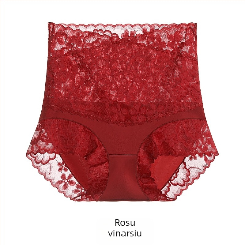 Chiloți din dantelă cu talie înaltă, respirabili, căptușeală din mătase Mulberry în zona intimă