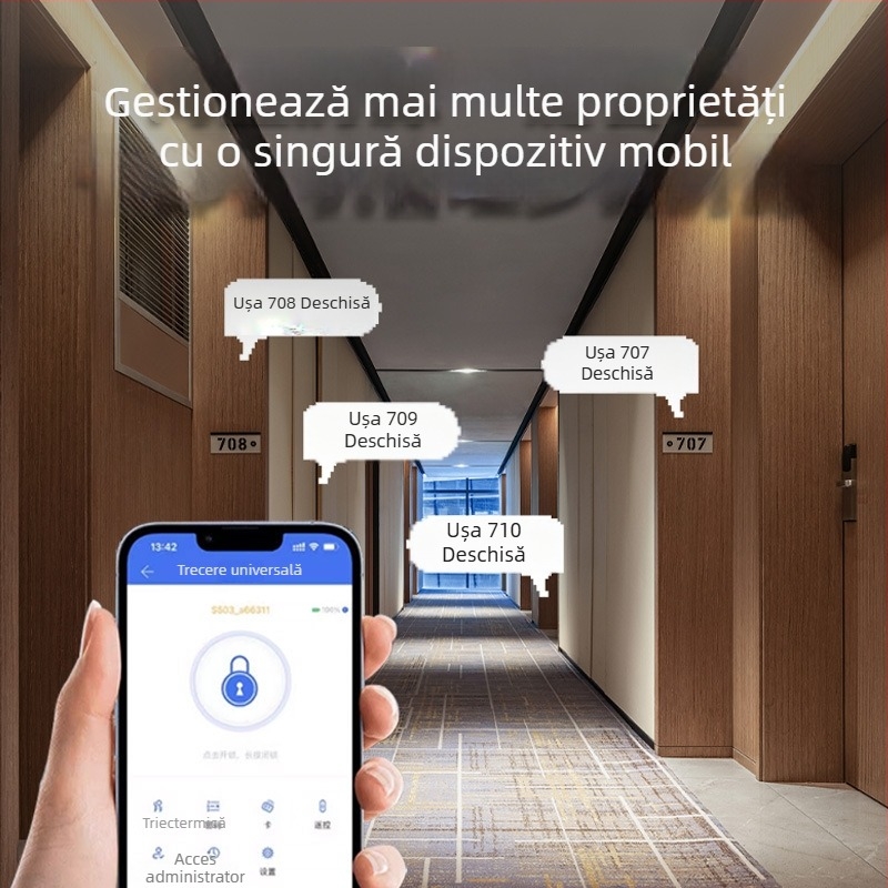 Încuietoare inteligentă – Model F7P; stocare amprente 100; timp de scanare 0,1 s; rată de acceptare falsă <0,1%; viață > 500.000 cicluri