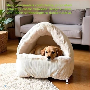 Cuib pentru pisici — pluș, design semiînchis, căldură pentru toate sezoanele