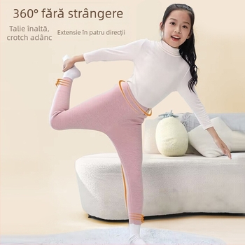 Pantaloni pentru copii din mătase Mulberry pentru primăvară-toamnă, subțiri, talie înaltă, căptușeală elastică din velur de lână, calzi pentru băieți și fete (specificații: material principal - mătase Mulberry; numele țesăturii - lână; conținutul principal