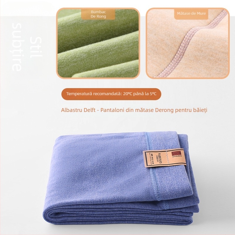 Pantaloni pentru copii din mătase Mulberry pentru primăvară-toamnă, subțiri, talie înaltă, căptușeală elastică din velur de lână, calzi pentru băieți și fete (specificații: material principal - mătase Mulberry; numele țesăturii - lână; conținutul principal