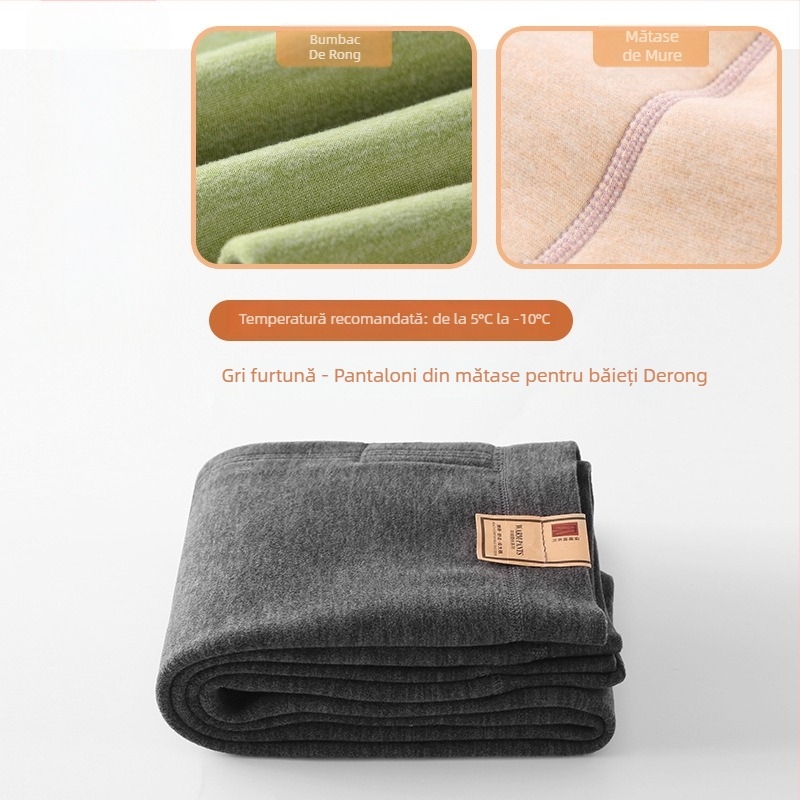 Pantaloni pentru copii din mătase Mulberry pentru primăvară-toamnă, subțiri, talie înaltă, căptușeală elastică din velur de lână, calzi pentru băieți și fete (specificații: material principal - mătase Mulberry; numele țesăturii - lână; conținutul principal