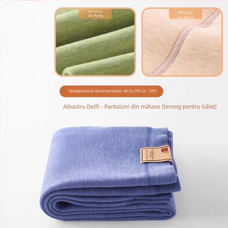 Pantaloni pentru copii din mătase Mulberry pentru primăvară-toamnă, subțiri, talie înaltă, căptușeală elastică din velur de lână, calzi pentru băieți și fete (specificații: material principal - mătase Mulberry; numele țesăturii - lână; conținutul principal