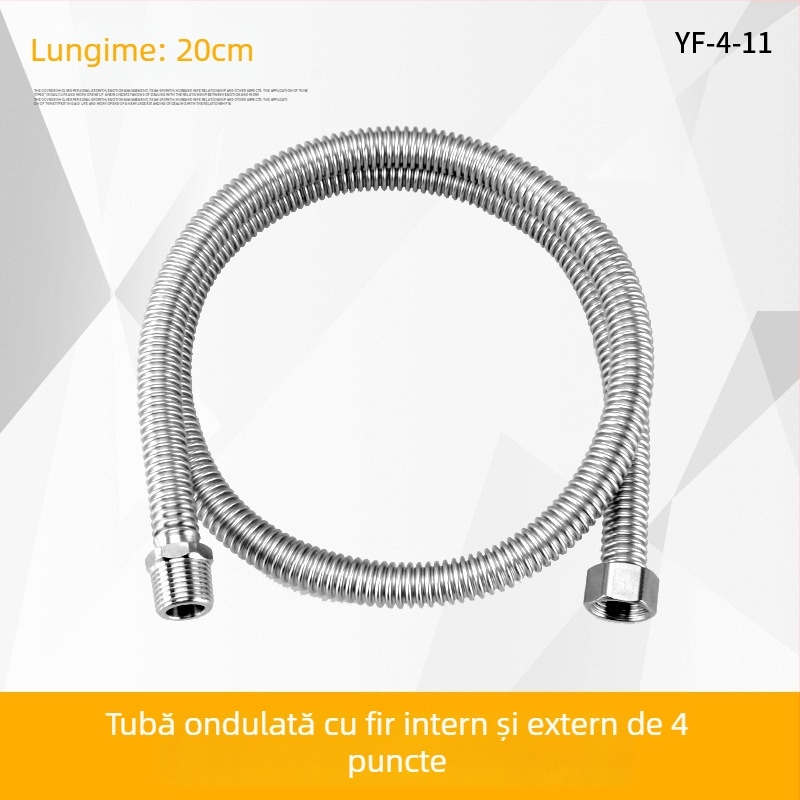 Furtun flexibil din oțel inoxidabil 304, cu filet intern și extern, pentru alimentare boiler și toaletă; 1,6 MPa; 100°C; conectare filetată