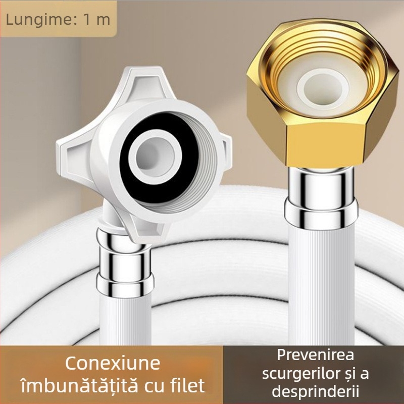 Extensie furtun alimentare mașină de spălat – rezistentă la explozie, PVC gros, conector din oțel inoxidabil, instalare rotativă, model Xyj077, brand SY