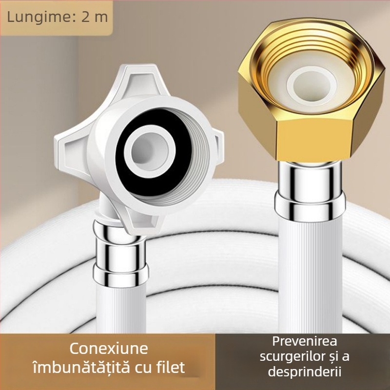 Extensie furtun alimentare mașină de spălat – rezistentă la explozie, PVC gros, conector din oțel inoxidabil, instalare rotativă, model Xyj077, brand SY