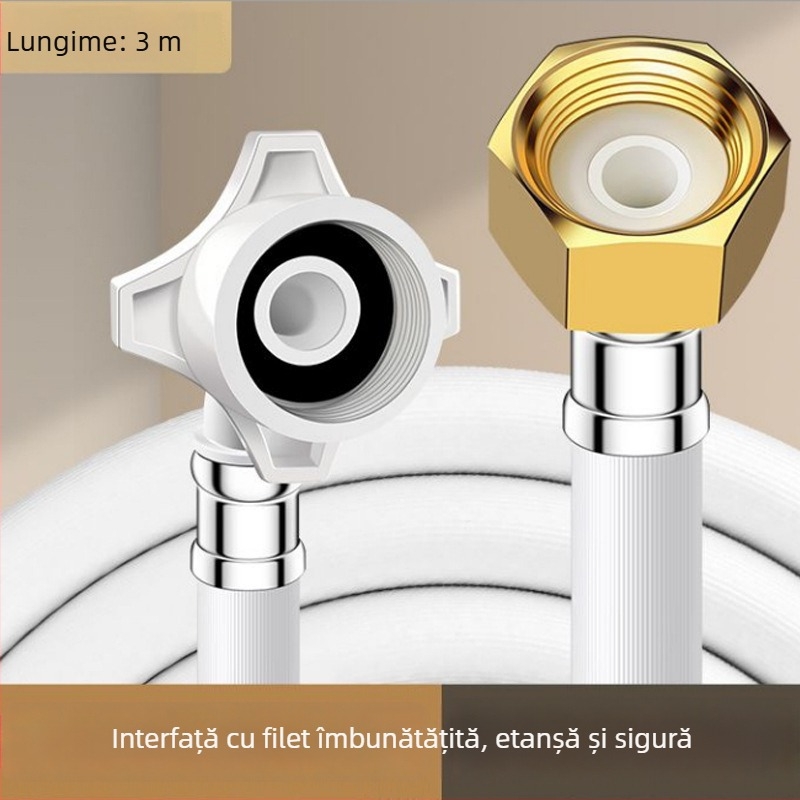 Extensie furtun alimentare mașină de spălat – rezistentă la explozie, PVC gros, conector din oțel inoxidabil, instalare rotativă, model Xyj077, brand SY