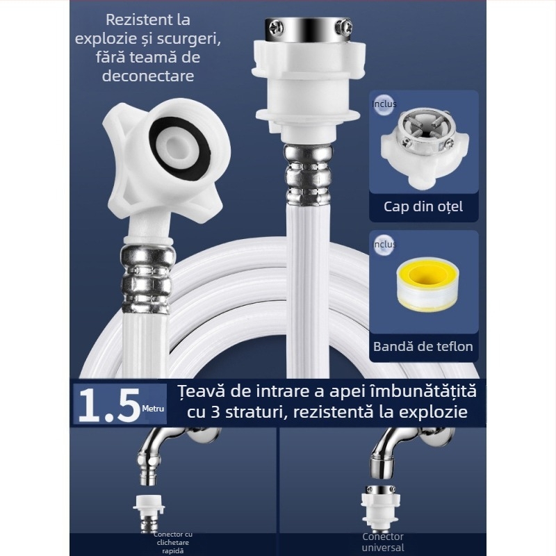 Conductă de alimentare a mașinii de spălat, PVC, model 004, protecție la explozie, extinsă, fixare portabilă prin îmbinare, temperatură de lucru 180°C
