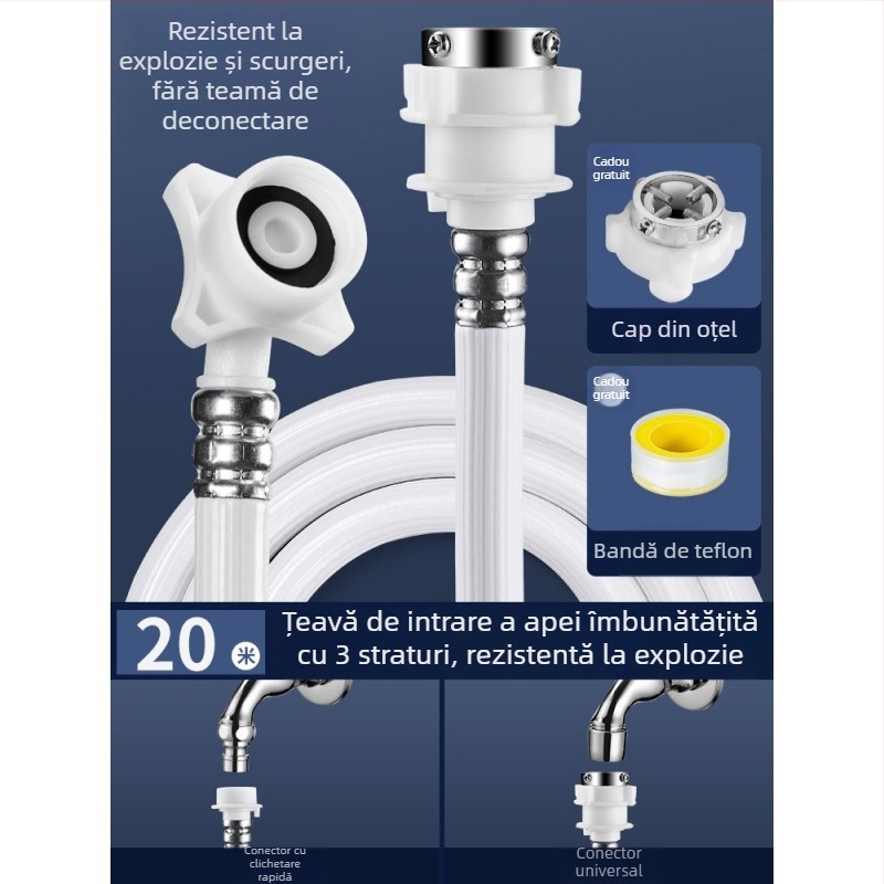 Conductă de alimentare a mașinii de spălat, PVC, model 004, protecție la explozie, extinsă, fixare portabilă prin îmbinare, temperatură de lucru 180°C