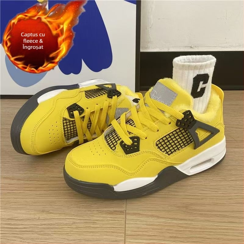 Pantofi de baschet pentru iarnă, partea superioară din PU artificial, talpă PU, șireturi, stil relaxat/exercițiu, unisex.