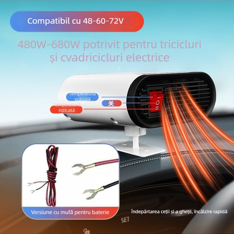 Încălzitor electric pentru vehicule cu dezaburire și dezfogare, 480W, compatibil cu sistemele 60V/72V/48V.