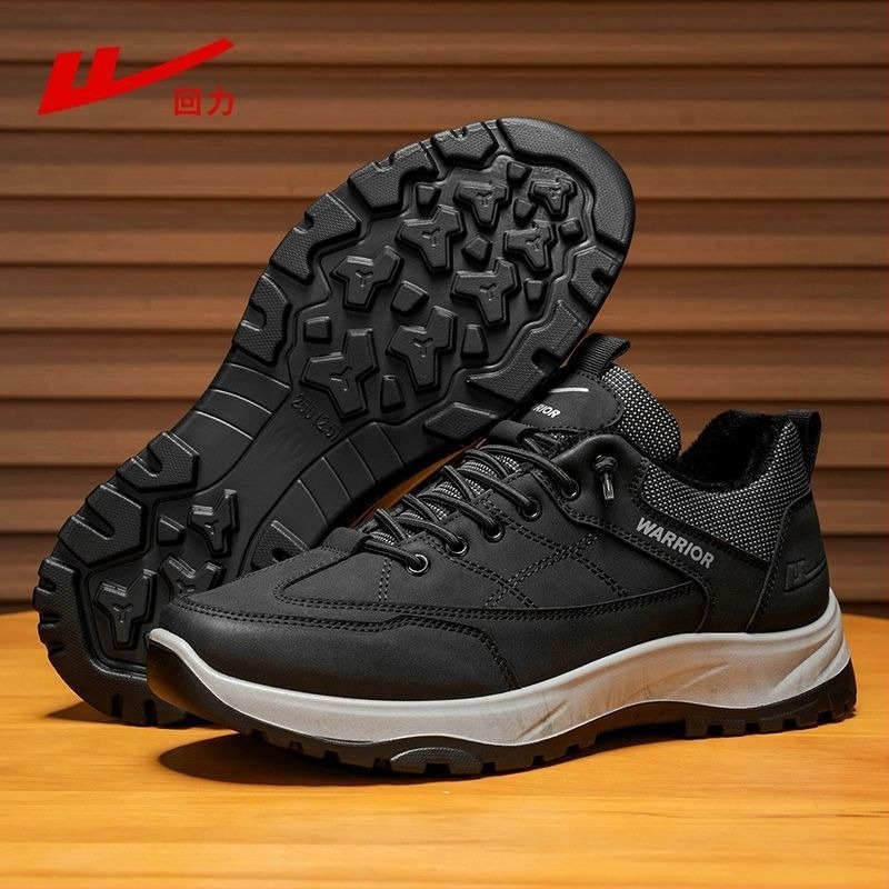 Pantofi pentru casă pentru bărbați, căptușiți cu fleece pentru iarnă, partea superioară impermeabilă, talpă PVC, șireturi, vârf rotund