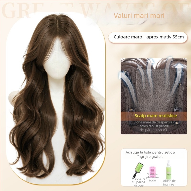 Piesă de păr, buclată, fabricată mecanic, material: mătase rezistentă la temperaturi înalte (Brand: Nini Wig; Material: Mătase cu temperatură înaltă; Tip: buclată; Tehnică: producție mecanică; Vopsire/Perm: Nu poate fi vopsită sau perm)