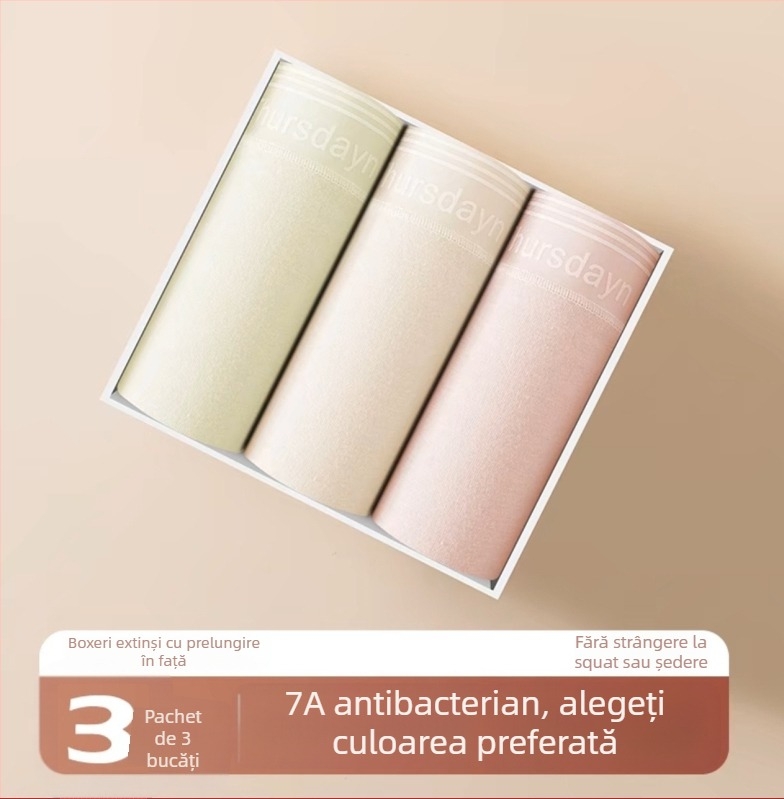 Boxer femei din bumbac, talie medie, antibacterian, imprimeu text, 95–100% bumbac, căptușeală în zona inghinală 100% bumbac