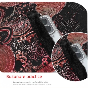 Vesta fără mâneci, stil chinezesc, design retro literar, imprimeu plante și flori, țesătură poliester, conținut PVC ≤30%