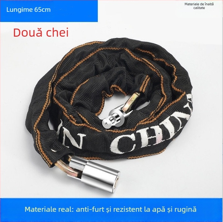 Încuietoare cu lanț anti-furt pentru biciclete, Strong Force, modelul 201, aliaj, 500 g, portabil, pentru biciclete, vehicule electrice și motociclete