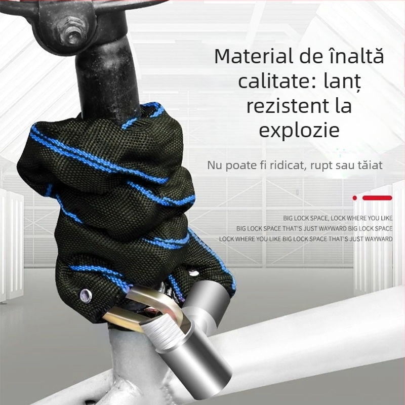 Încuietoare cu lanț anti-furt pentru biciclete, Strong Force, modelul 201, aliaj, 500 g, portabil, pentru biciclete, vehicule electrice și motociclete