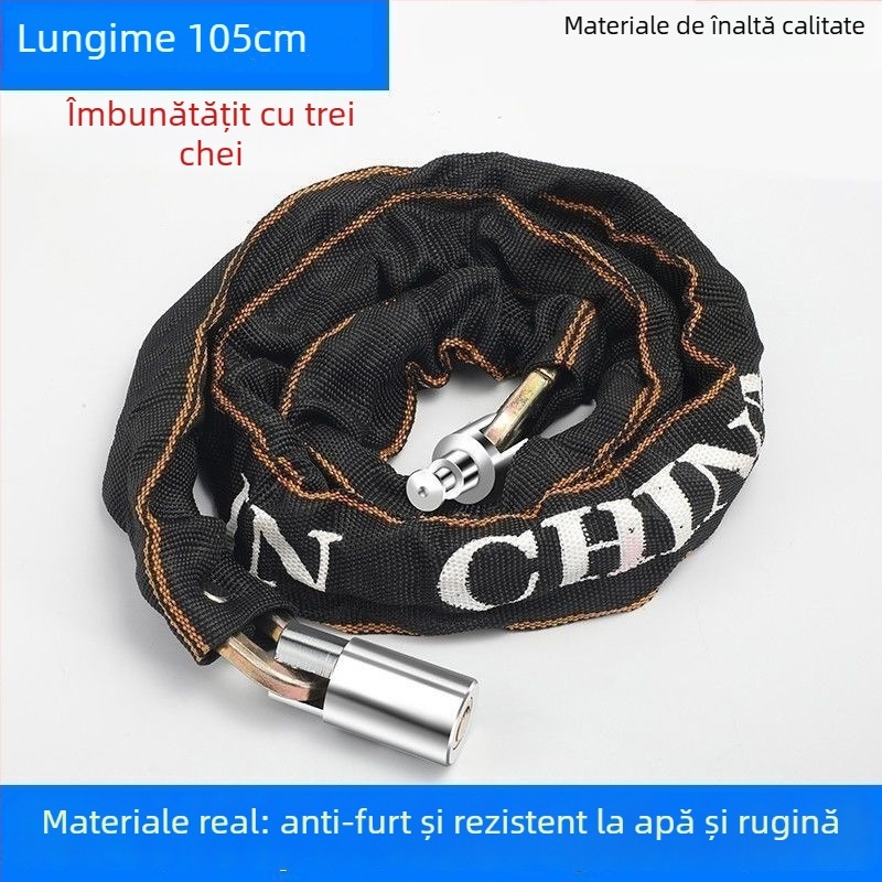Încuietoare cu lanț anti-furt pentru biciclete, Strong Force, modelul 201, aliaj, 500 g, portabil, pentru biciclete, vehicule electrice și motociclete