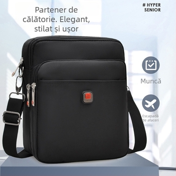 Geantă de umăr pentru bărbați - Oxford, căptușeală din nailon, respirabilă, impermeabilă, design pătrat vertical