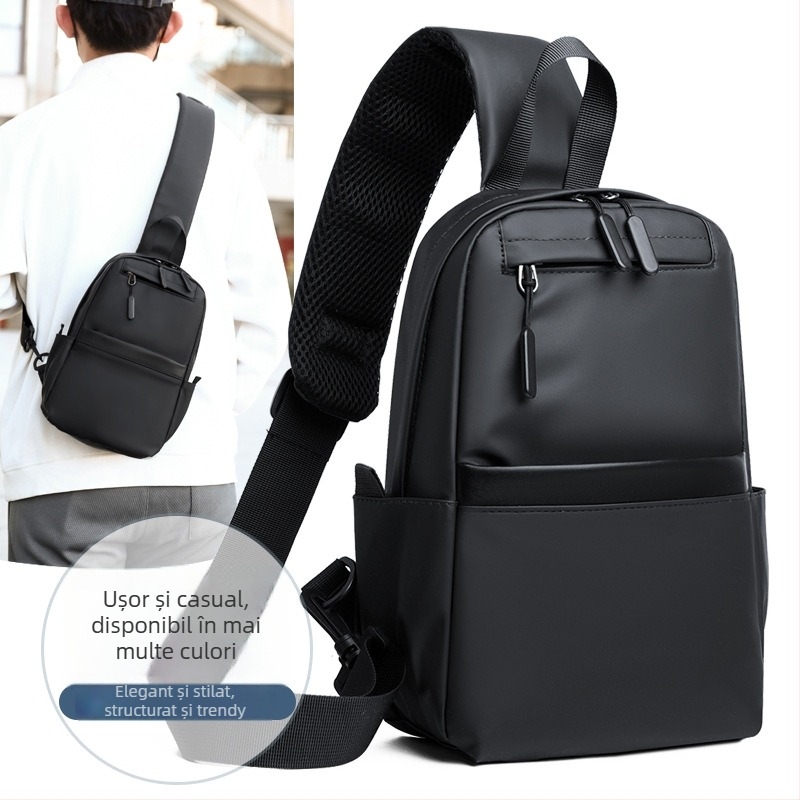 Geantă crossbody pentru bărbați, material din piele, pentru călătorii de afaceri, incapere pentru laptop de 8 inch, căptușeală poliester