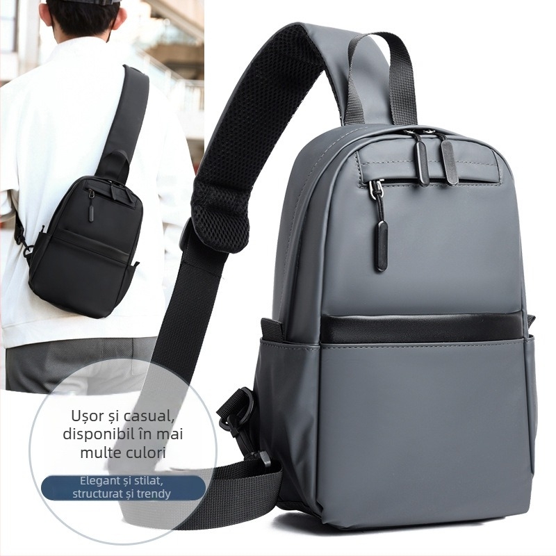 Geantă crossbody pentru bărbați, material din piele, pentru călătorii de afaceri, incapere pentru laptop de 8 inch, căptușeală poliester