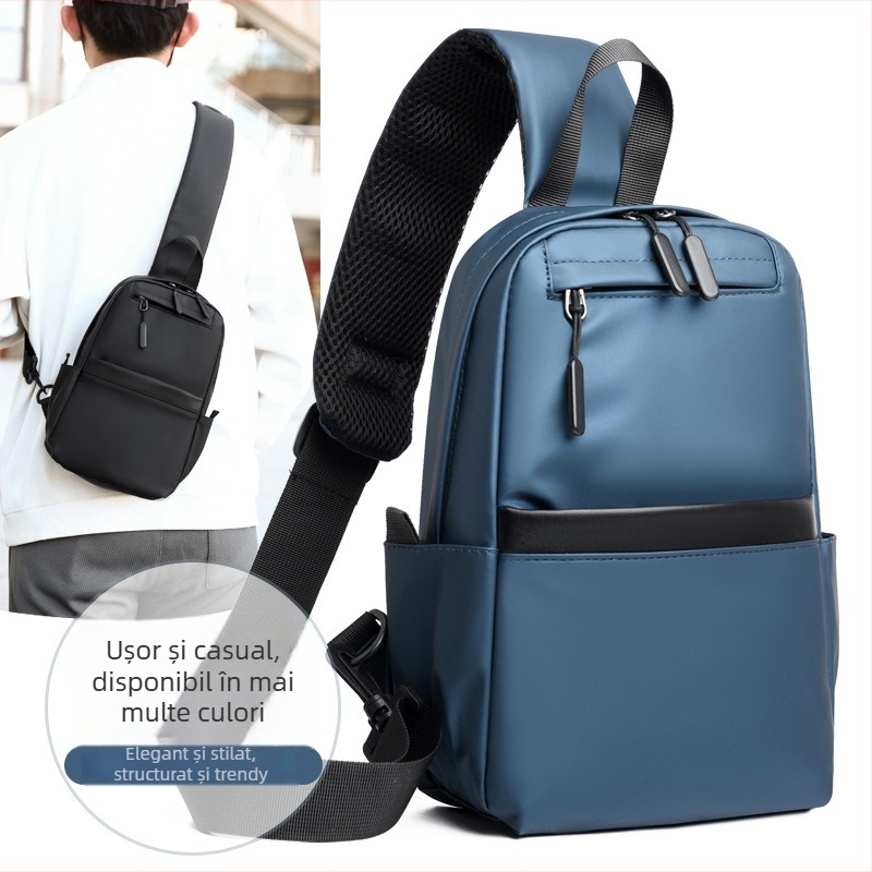 Geantă crossbody pentru bărbați, material din piele, pentru călătorii de afaceri, incapere pentru laptop de 8 inch, căptușeală poliester